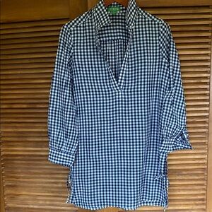 J. Crew Navy and White Gingham Tunic